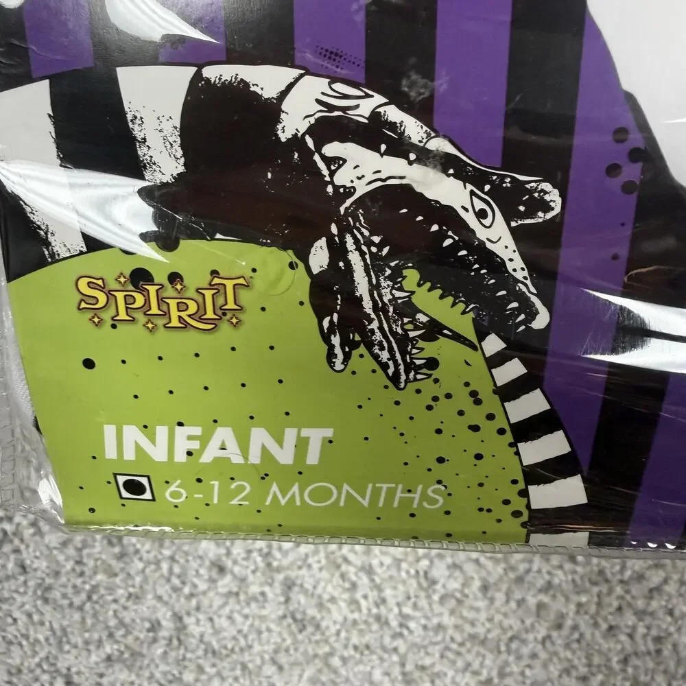 Spirit Beetlejuice Costume Boys 6-12 Months Black Striped Jumpsuit Halloween New
